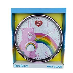 Care Bear Wall Clock, girl gift Cheer Bear 9 3/4” Christmas gift NIB